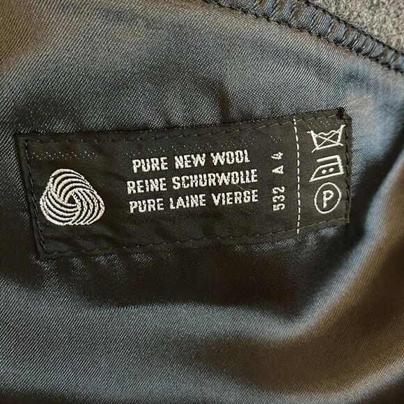 Herringbone Wool Gray Long winter Traditional 3 button Trenchcoat Overcoat XL - Picture 8 of 8